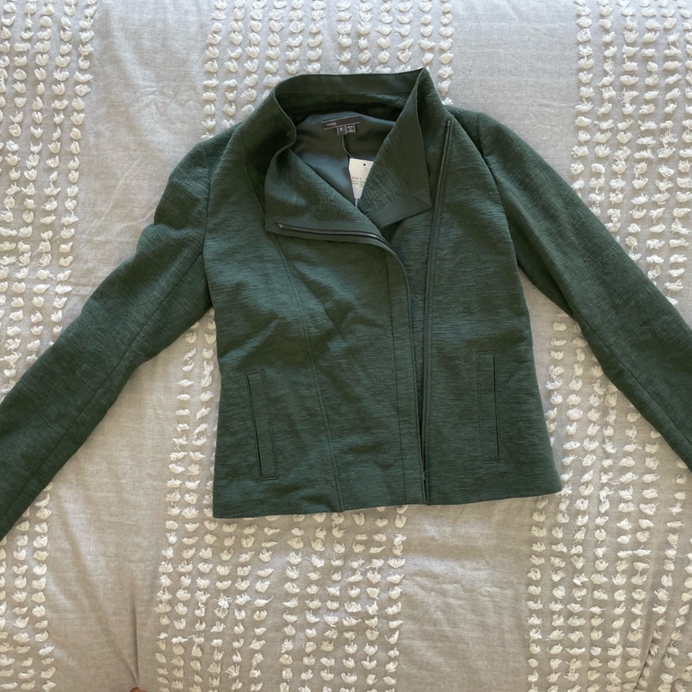 Vince moto style green jacket size small S